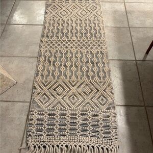 New Safavieh Natura 2'3" x 6' Wool Runner Rug Ivory & Blue Moroccan Boho Fringe